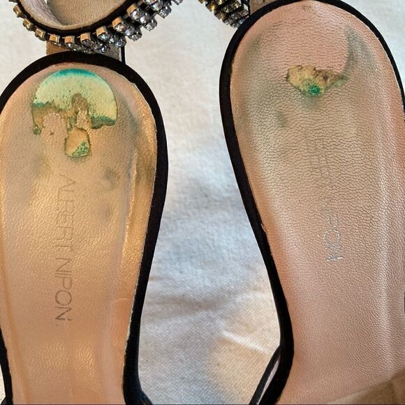 Albert Nippon black high heels vintage rhinestone strap - Picture 12 of 12